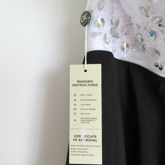 Grace Karin B&W Long Gown Rhinestones One Strap NYE Size 12 - Picture 4 of 10